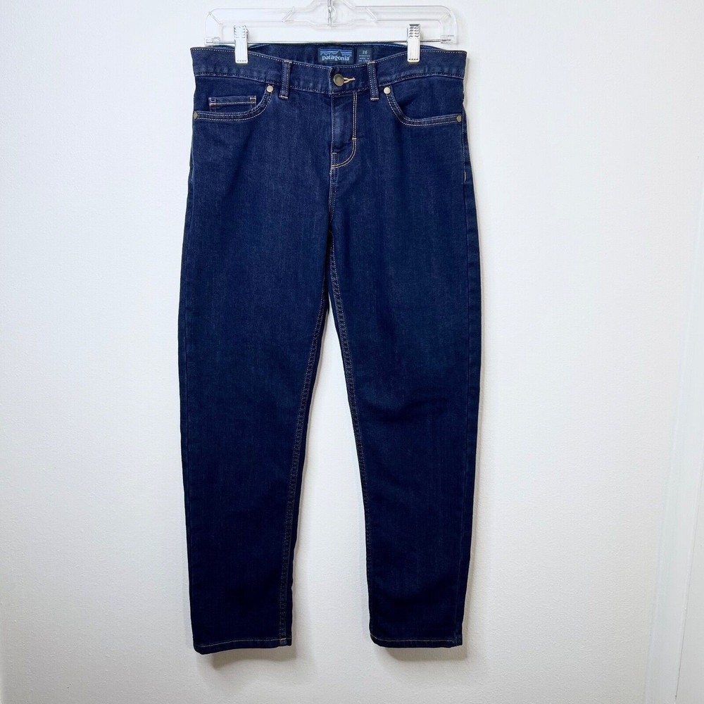 Patagonia Womens Boyfriend Jeans Blue Dark Wash Denim Straight Leg Size 26